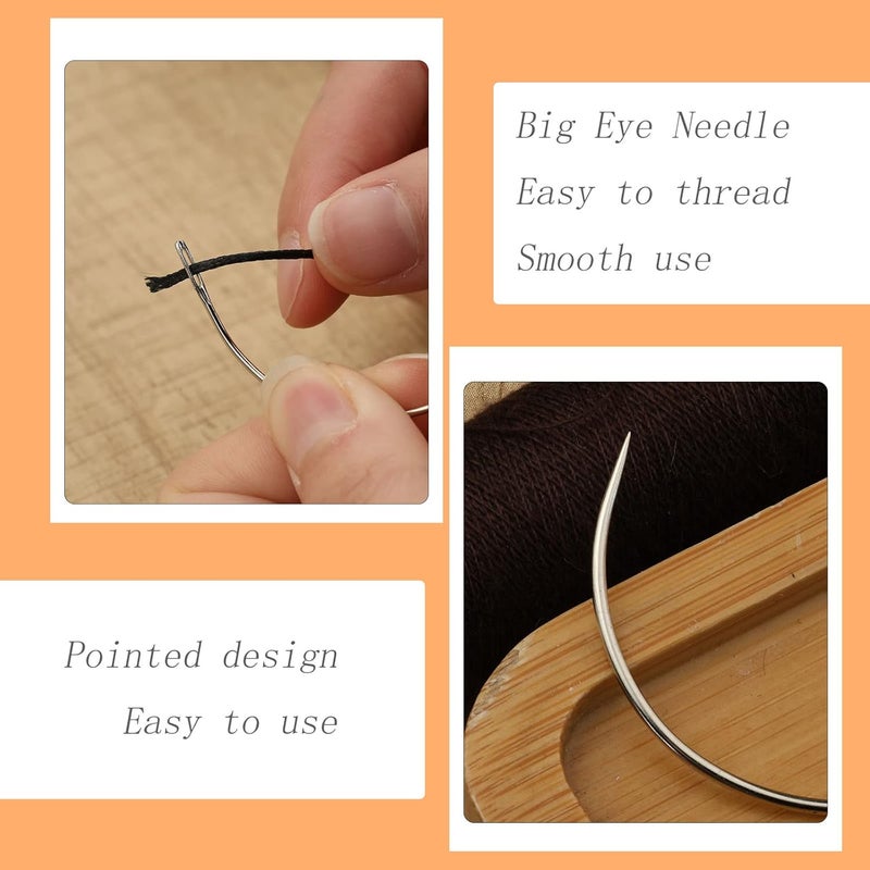 ZMAAGG 100 PCS Curved Needles, Sewing Needles, Leather and Weaving Needles for Carpet Leather Canvas Repairing, Blocking Knitting, Modelling and Crafts - Image 3